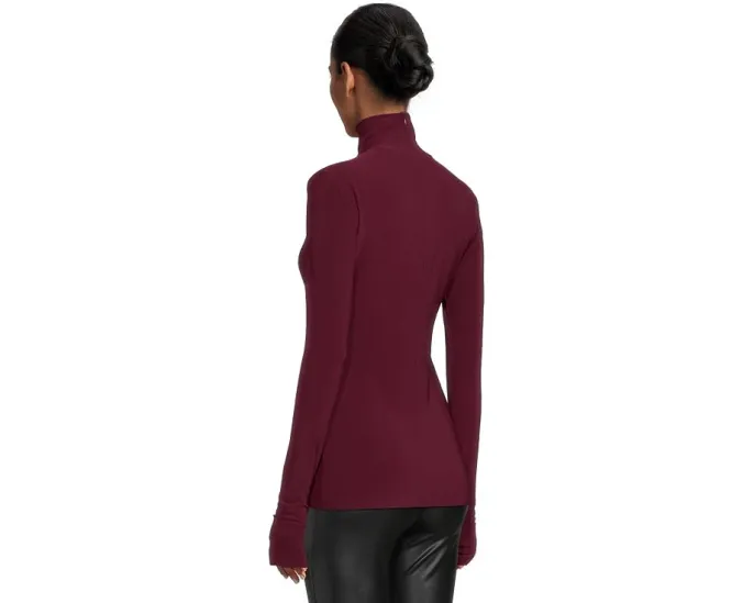 Norma Kamali Топ с длинным рукавом Slim Fit Long Sleeve Turtle Top с принтом и отверстиями для большого пальца