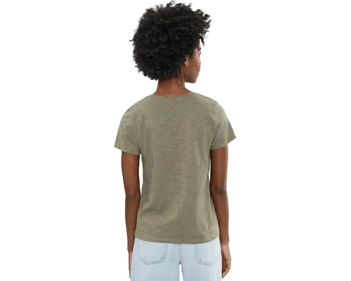 Топ Lilla P Short Sleeve Back Seam с V-образным вырезом и коротким рукавом