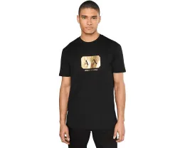 Футболка Armani Exchange черная с золотым логотипом из мягкого хлопка