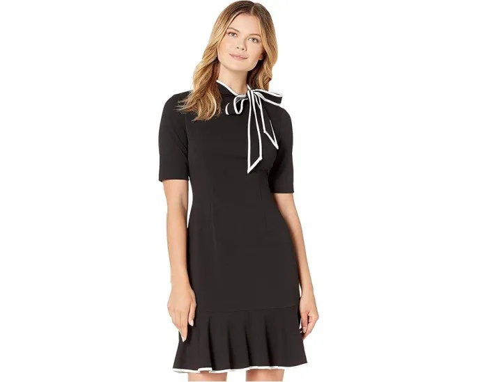 Платье Adrianna Papell из крепового трикотажа с бантом и воланами