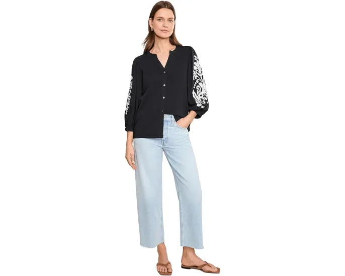 Блуза Embroidered Blouse от NYDJ с вышивкой хлопковая