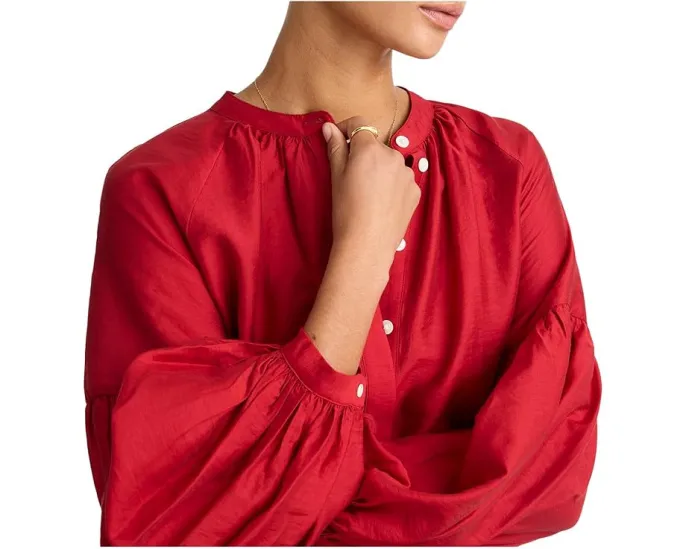 Топ Madewell Germaine с V-образным вырезом и рубашечным кроем