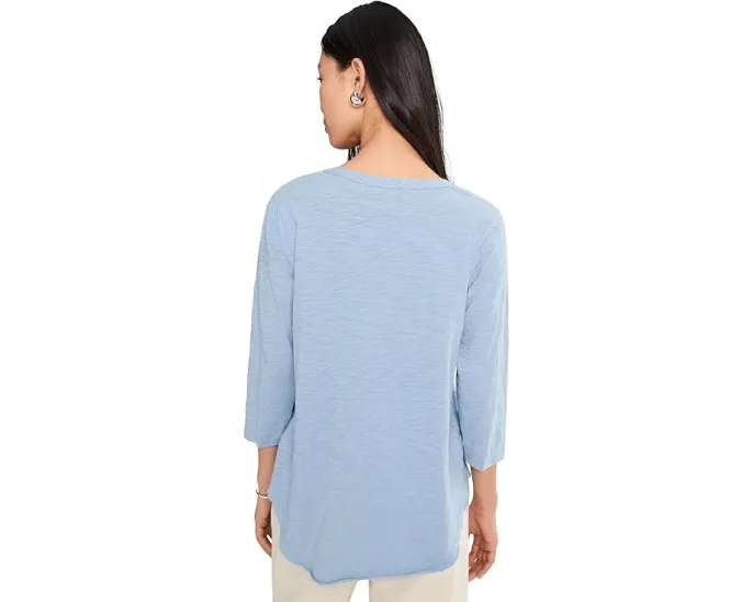 Футболка Mod-o-doc с рукавом 3/4, V-образным вырезом и изогнутым подолом