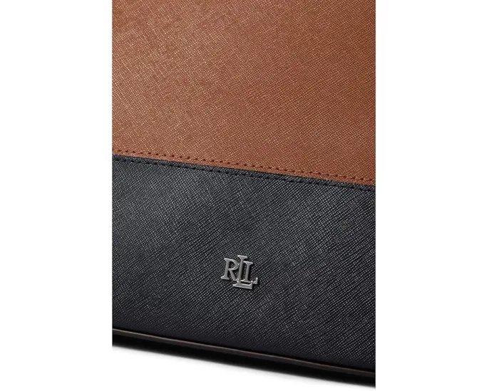 Большая полосатая кожаная сумка-сатчел Hanna от Lauren Ralph Lauren