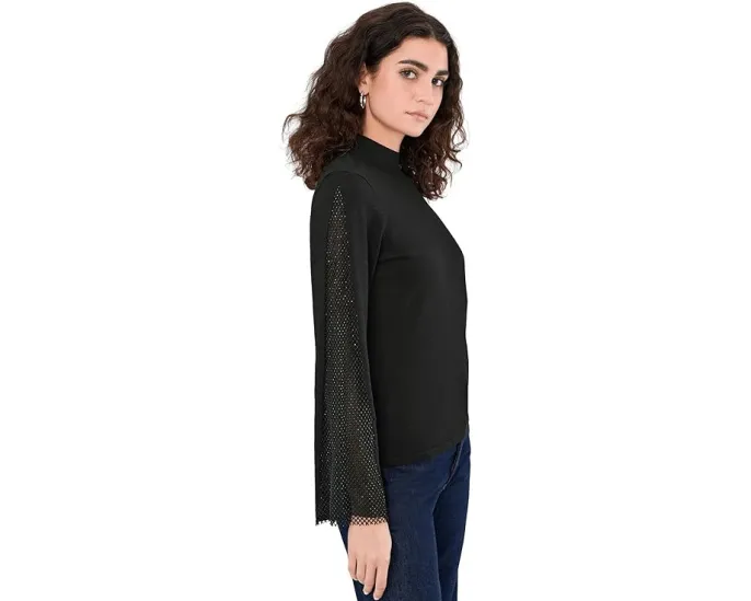 Блуза с высоким воротником и расклешенным рукавом с пайетками Vince Camuto