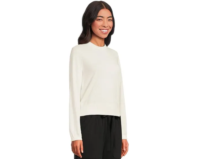 Свитер Lilla P Shirred Sleeve Crew Neck с длинными рукавами и контрастной отделкой