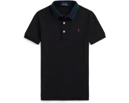 Детская поло из хлопкового сетчатого полотна Polo Ralph Lauren Kids с клетчатым воротником