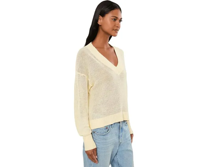 Льняной пуловер Arline с V-образным вырезом Madewell цвет Sheer Pineapple
