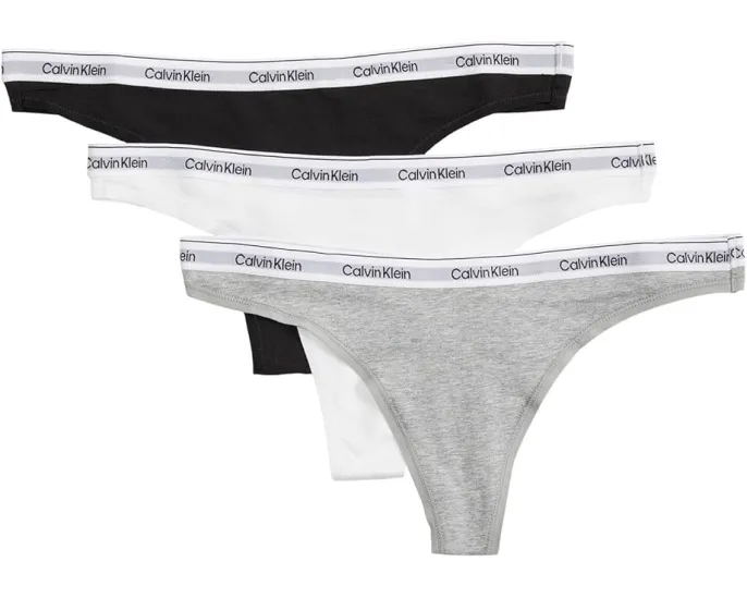 Calvin Klein Стринги Modern Logo 3 шт из мягкого хлопка