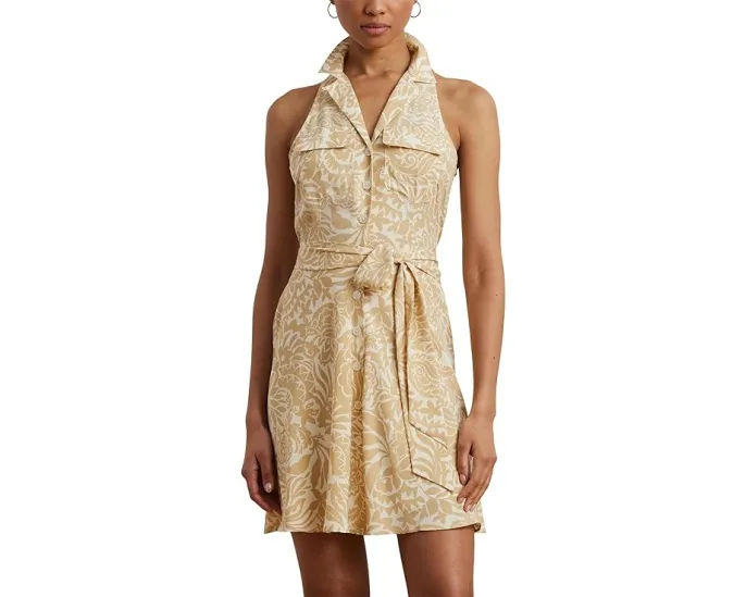 Бесшовное платье-рубашка Lauren Ralph Lauren с цветочным принтом из крепа