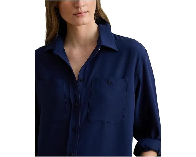 Платье-рубашка Double-Faced Georgette Shirtdress из жоржета Lauren Ralph Lauren