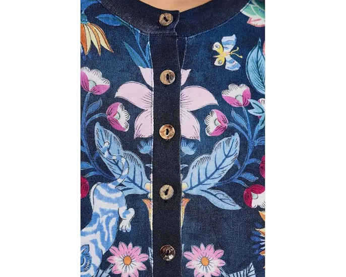 Johnny Was облегающая блузка Elizabeth с длинным рукавом и цветочным принтом