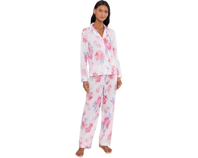 Long Sleeve Notch Collar Long Pants PJ Set