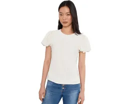 Топ CeCe с объемным рукавом пузырьком из фактурного трикотажа