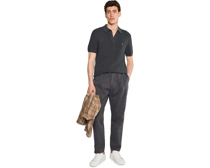 Поло AllSaints Aspen с коротким рукавом синее