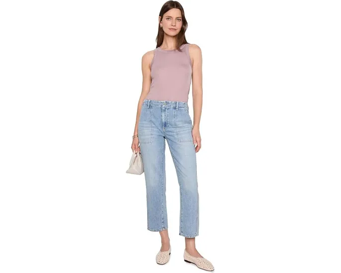 AG Jeans брюки карго Analeigh со средней посадкой в цвете Wine Garden