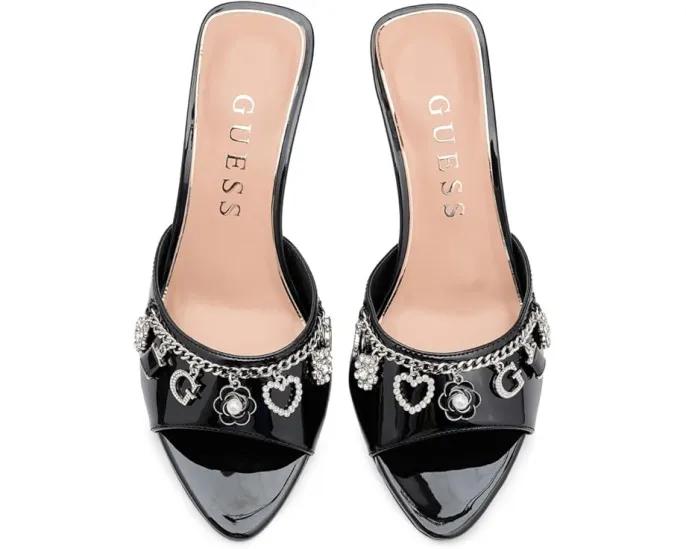 Босоножки Vanesy GUESS на каблуке с цепочкой и стразами