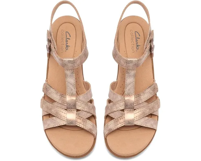 Сандалии Emily 2 Rose Clarks на квадратном каблуке с ремешками и стелькой Ultimate Comfort
