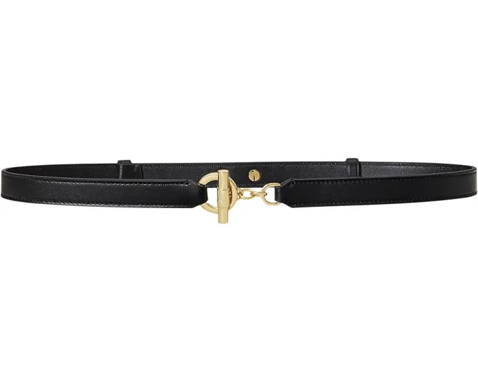 Узкий кожаный ремень Lauren Ralph Lauren с застежкой-переключателем