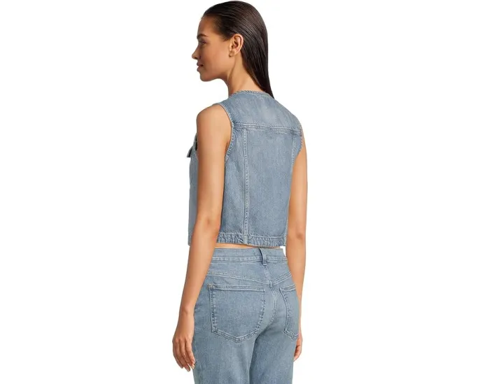 Топ-блуза Madewell из денима с пуговицами и круглым вырезом