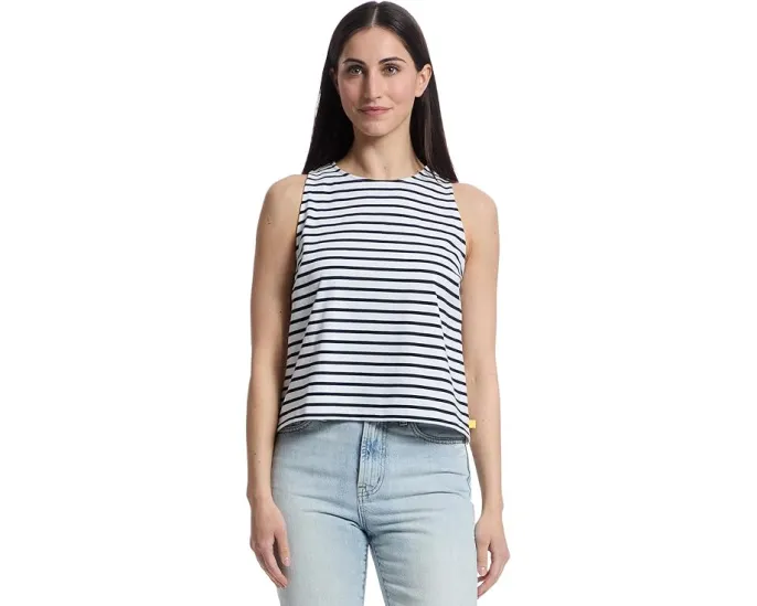 Топ Lilla P Mixed Media Tank с лодочкой и полосками спереди