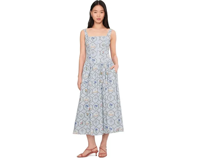 Миди-платье Avec Les Filles с лифом-корсетом и кружевными деталями