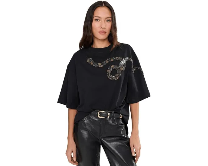 Футболка AllSaints Ouros Amelie с вышивкой бисером и пайетками