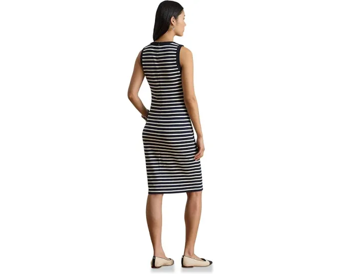 Платье-футляр Striped Snap-Trim Ponte Sheath в полоску Lauren Ralph Lauren