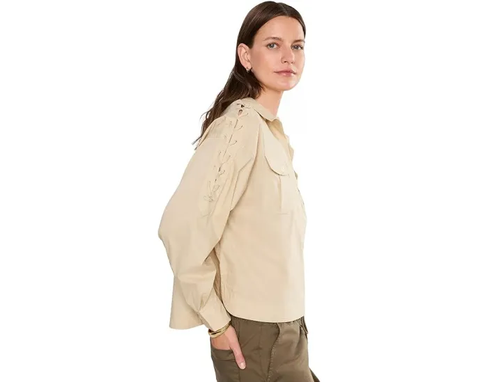 Укороченная рубашка Lauren Ralph Lauren с завязками и шнуровкой из смеси хлопка