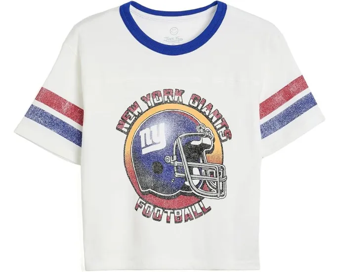 Футболка NFL New York Giants с полосатым ярмом Ringer Junk Food Clothing Kids