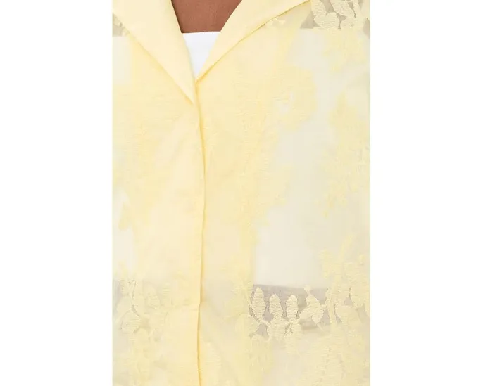 Повседневная рубашка с отложным воротником и коротким рукавом Vince Camuto Lemon Cream