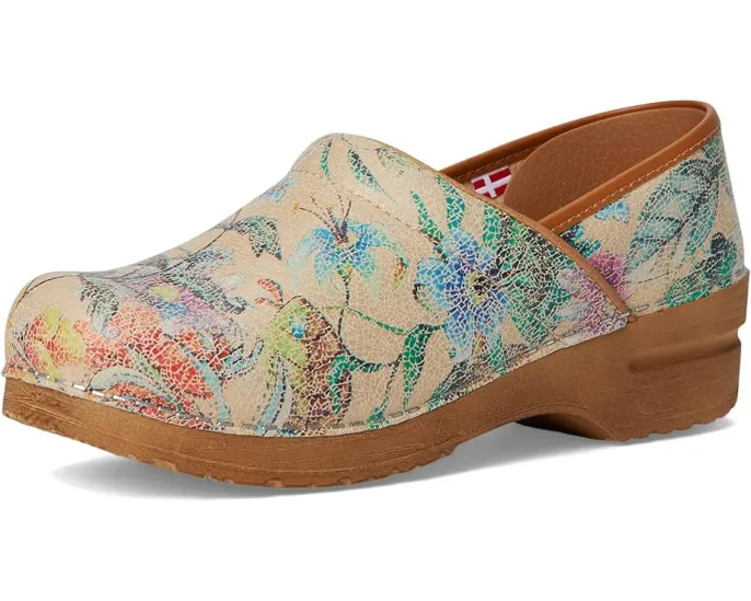 Веганские сабо Sanita Bio из переработанных материалов с цветочным принтом