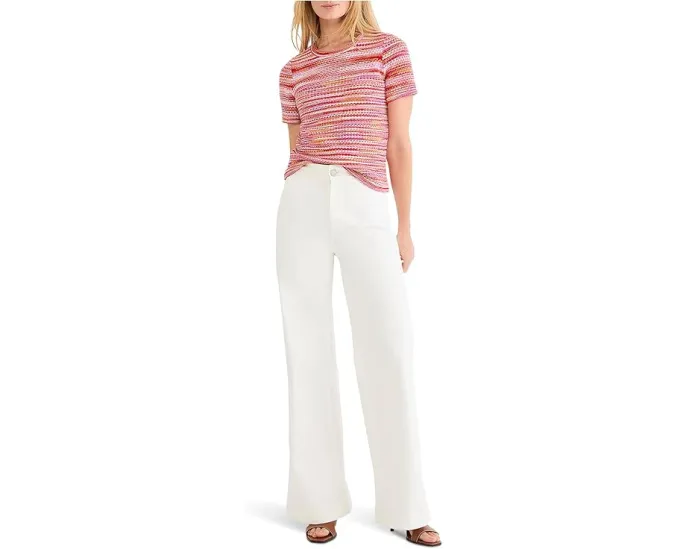 Свитер NIC+ZOE Spacedye с рельефным узором и коротким рукавом