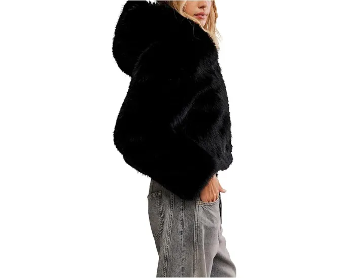 Куртка Free People Louder Please с капюшоном из искусственного меха и укороченным кроем