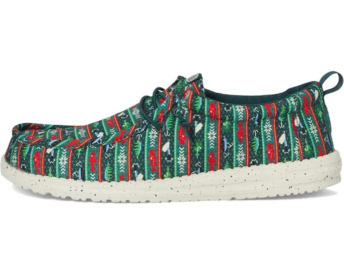 Кроссовки Hey Dude Wally Fishmas Sweater с новогодним принтом и эластичными шнурками