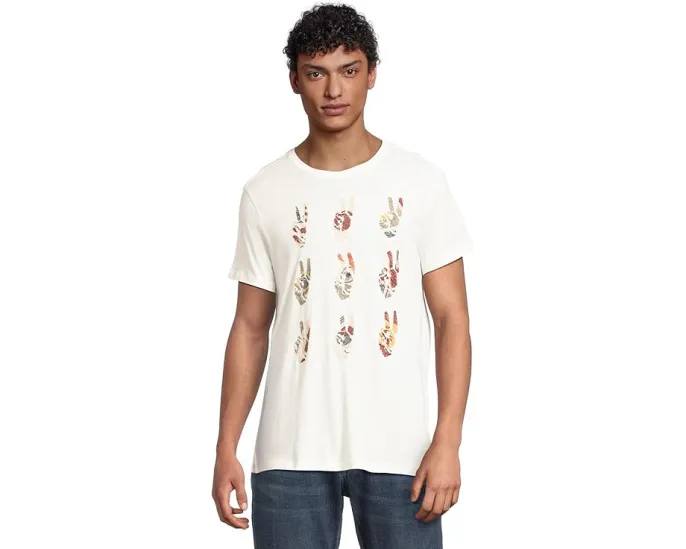 Футболка John Varvatos с вышитыми знаками мира и международными флагами