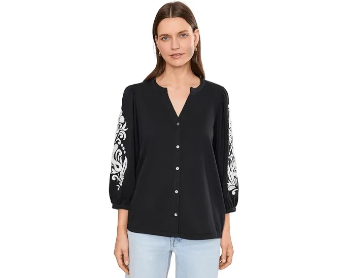Блуза Embroidered Blouse от NYDJ с вышивкой хлопковая