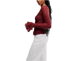 Free People Блуза с длинным рукавом и кружевными вставками