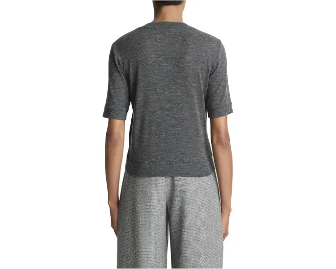 Футболка Vince с коротким рукавом и круглым вырезом зауженного кроя из мериносовой шерсти