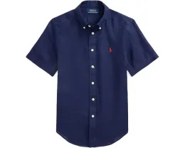 Льняная рубашка Polo Ralph Lauren с коротким рукавом для детей