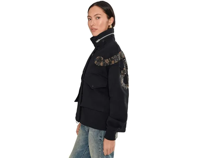 Куртка Ouros Clarie от AllSaints с воротником воронкой и карманами на пуговицах