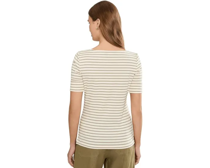 Футболка Petite Striped Stretch Cotton Boatneck Tee от Lauren Ralph Lauren