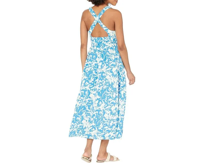 Макси-платье English Factory с цветочным принтом и перекрещивающимися бретелями на спине