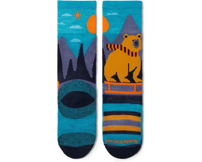 Детские лыжные носки Smartwool Kids с легкой амортизацией и рисунком медведя