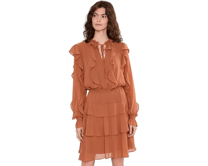 Платье Lauren Ralph Lauren с рюшами из жоржета и ярусной юбкой