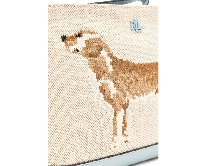 Большая сумка-косметичка Lauren Ralph Lauren из холста с вышивкой собачки