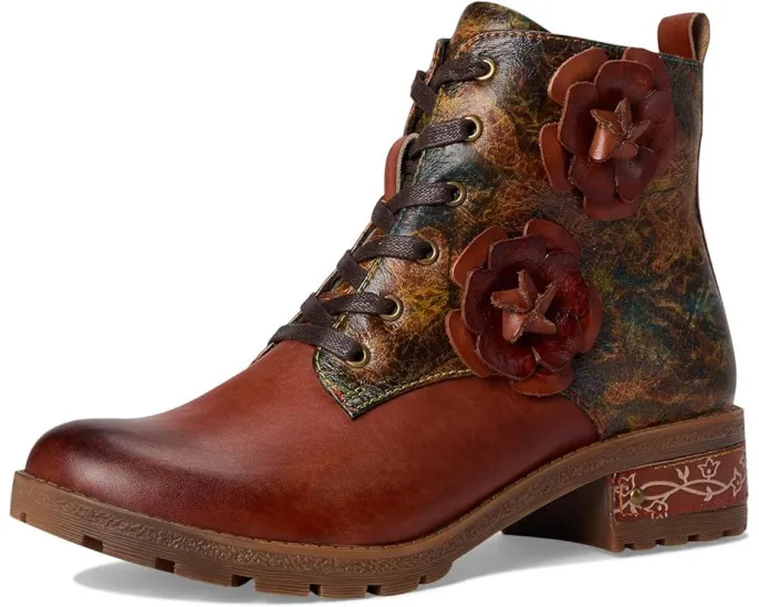 Ботильоны L'Artiste by Spring Step Martinela с цветочными аппликациями и шнуровкой