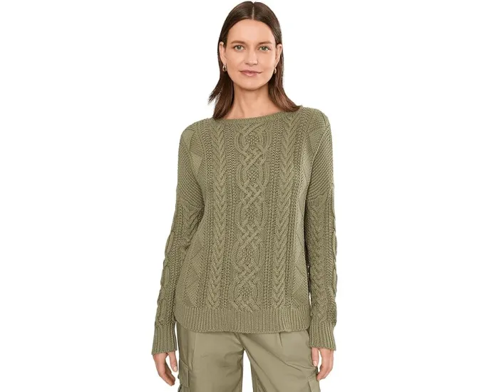 Свитер с косами и лодочным вырезом из хлопка Lauren Ralph Lauren