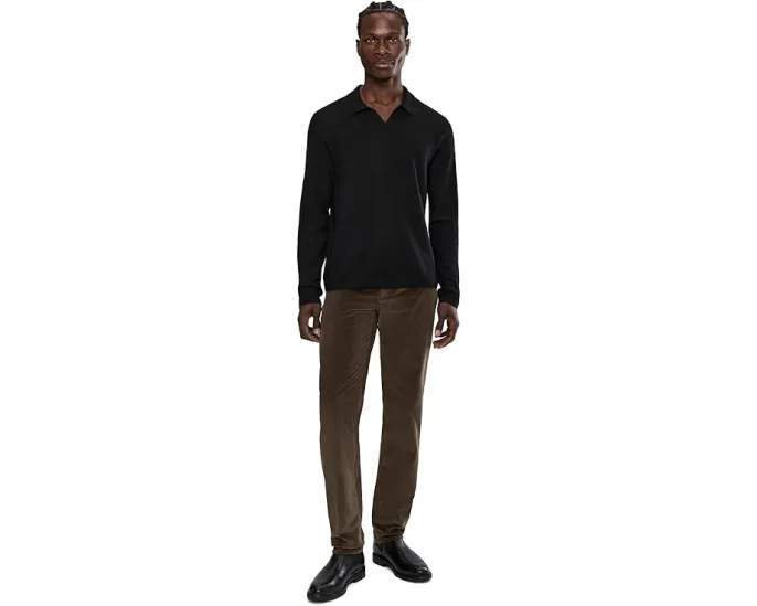 Полированная кожаная рубашка поло John Varvatos Luciano с длинными рукавами