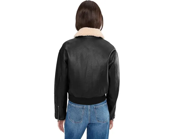 Куртка-бомбер Levi's из искусственной кожи с воротником из шерпи